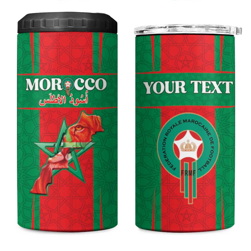 Custom Morocco Football 4 in 1 Can Cooler Tumbler Go Champions Atlas Lions - Red - Wonder Print Shop