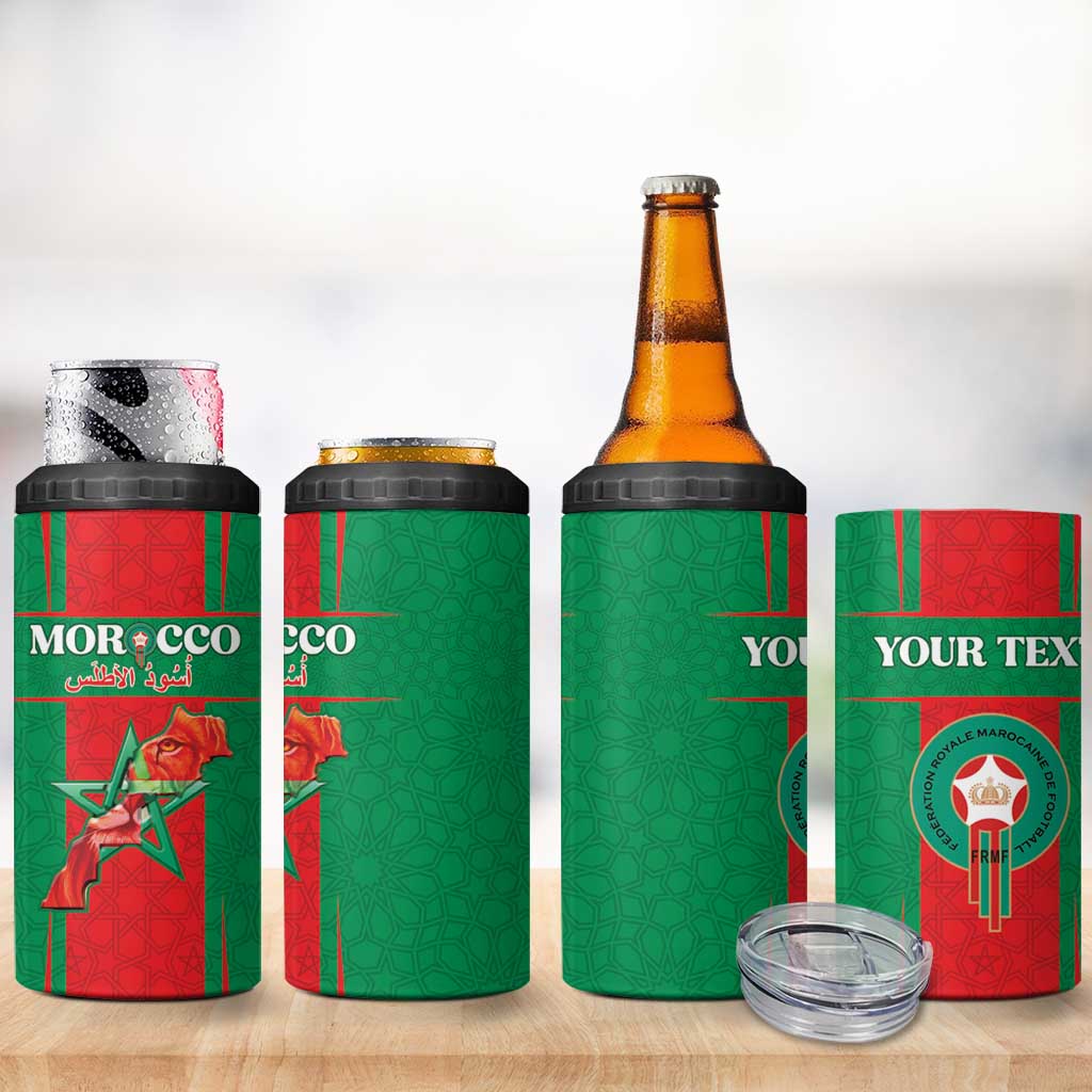 Custom Morocco Football 4 in 1 Can Cooler Tumbler Go Champions Atlas Lions - Red - Wonder Print Shop