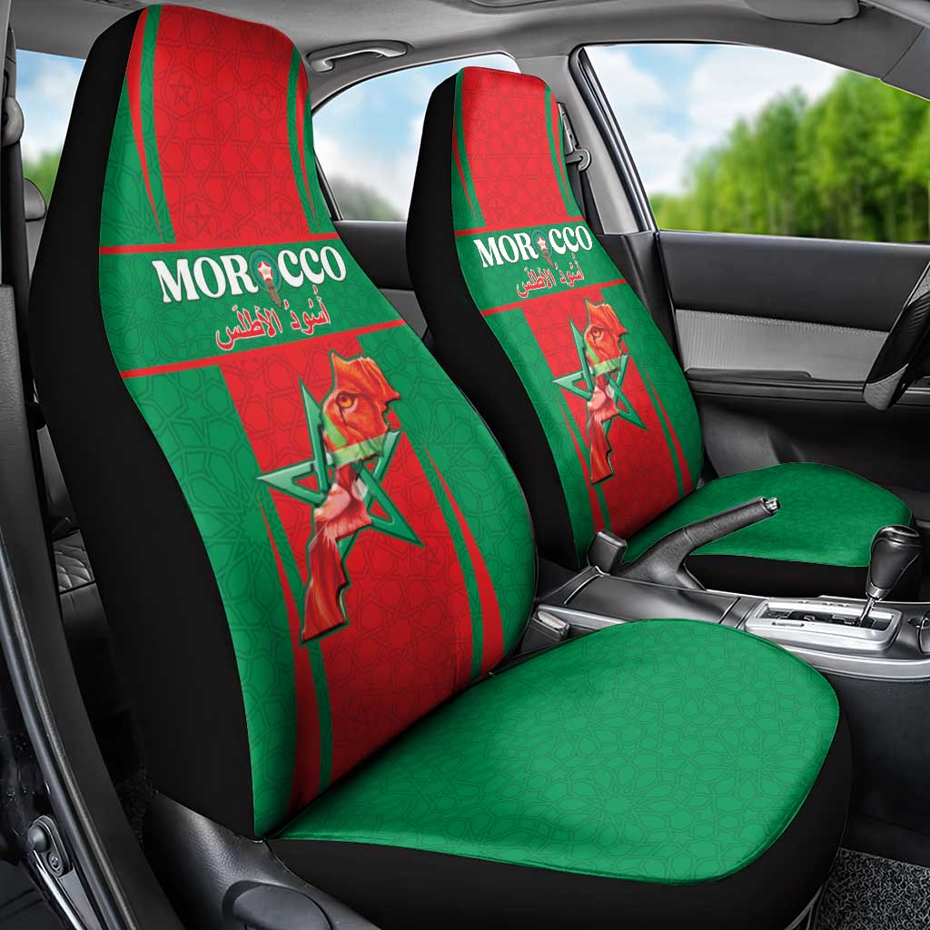 Morocco Football Car Seat Cover Go Champions Atlas Lions - Red - Wonder Print Shop