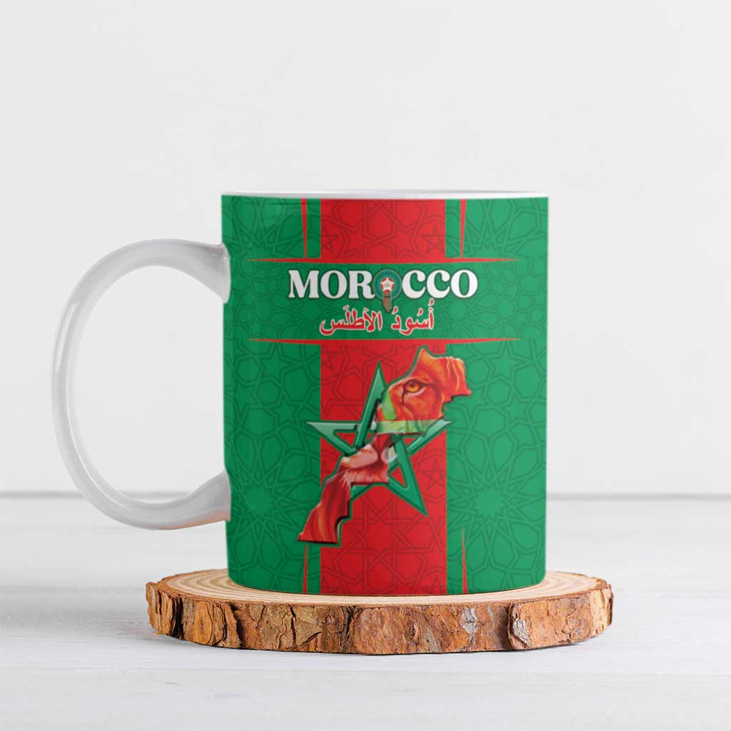 Custom Morocco Football Ceramic Mug Go Champions Atlas Lions - Red - Wonder Print Shop