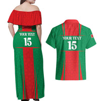 Custom Morocco Football Couples Matching Off Shoulder Maxi Dress and Hawaiian Shirt Go Champions Atlas Lions - Red - Wonder Print Shop