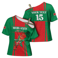 Custom Morocco Football Cross Shoulder Shirt Go Champions Atlas Lions - Red - Wonder Print Shop