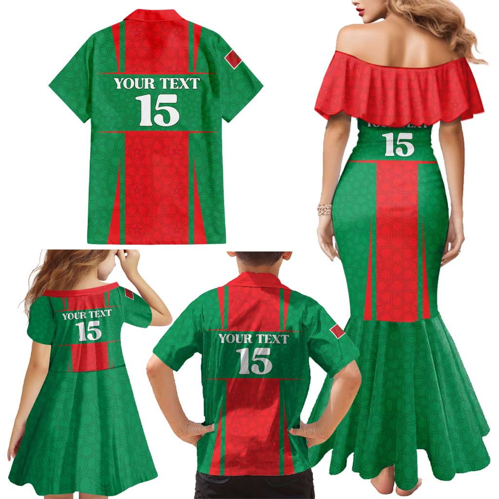 Custom Morocco Football Family Matching Mermaid Dress and Hawaiian Shirt Go Champions Atlas Lions - Red - Wonder Print Shop