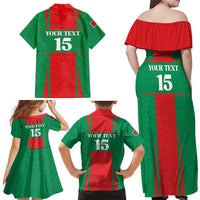 Custom Morocco Football Family Matching Off Shoulder Maxi Dress and Hawaiian Shirt Go Champions Atlas Lions - Red - Wonder Print Shop