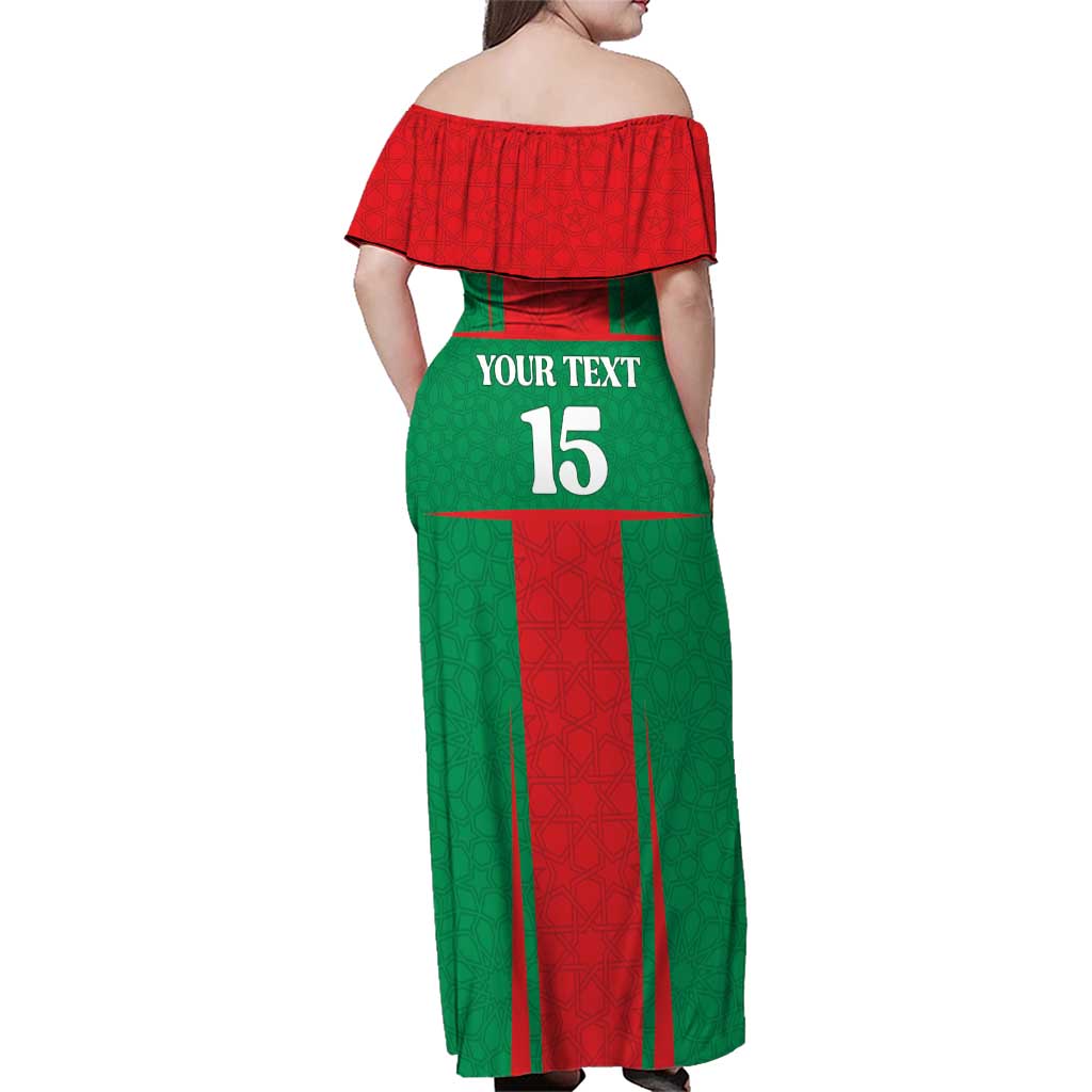 Custom Morocco Football Family Matching Off Shoulder Maxi Dress and Hawaiian Shirt Go Champions Atlas Lions - Red - Wonder Print Shop