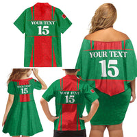 Custom Morocco Football Family Matching Off Shoulder Short Dress and Hawaiian Shirt Go Champions Atlas Lions - Red - Wonder Print Shop