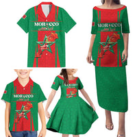 Custom Morocco Football Family Matching Puletasi and Hawaiian Shirt Go Champions Atlas Lions - Red - Wonder Print Shop