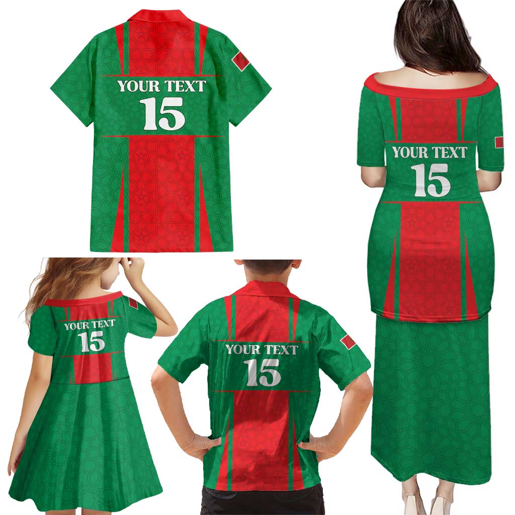 Custom Morocco Football Family Matching Puletasi and Hawaiian Shirt Go Champions Atlas Lions - Red - Wonder Print Shop