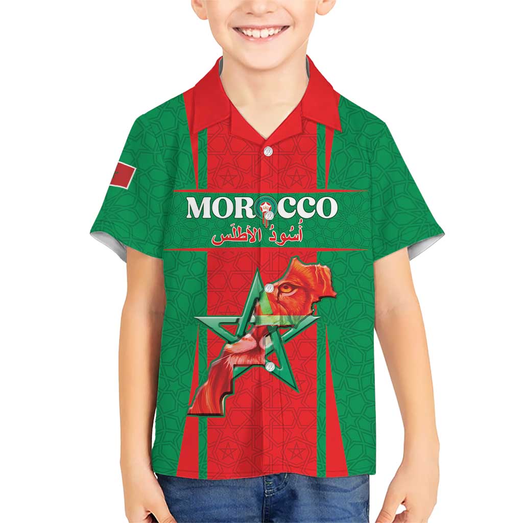 Custom Morocco Football Family Matching Puletasi and Hawaiian Shirt Go Champions Atlas Lions - Red - Wonder Print Shop