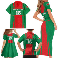 Custom Morocco Football Family Matching Short Sleeve Bodycon Dress and Hawaiian Shirt Go Champions Atlas Lions - Red - Wonder Print Shop