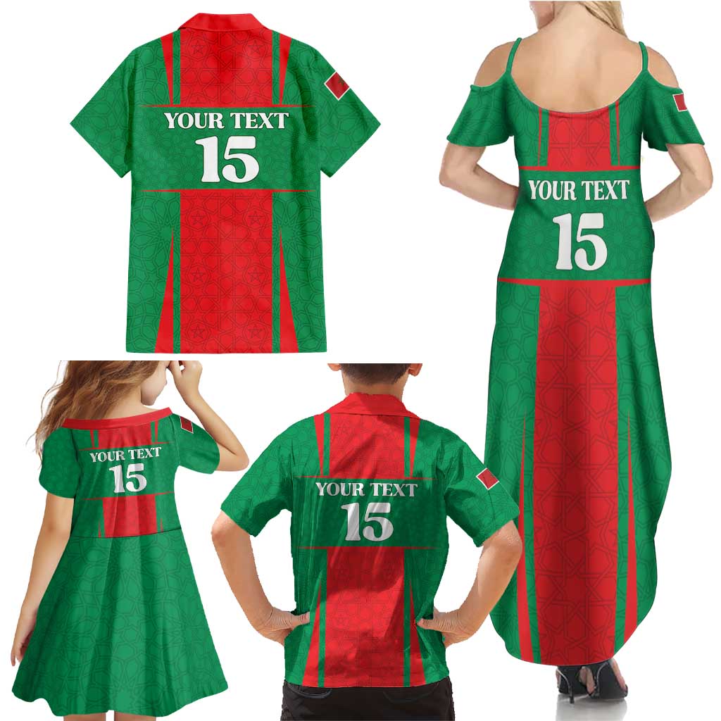 Custom Morocco Football Family Matching Summer Maxi Dress and Hawaiian Shirt Go Champions Atlas Lions - Red - Wonder Print Shop