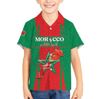 Custom Morocco Football Family Matching Summer Maxi Dress and Hawaiian Shirt Go Champions Atlas Lions - Red - Wonder Print Shop