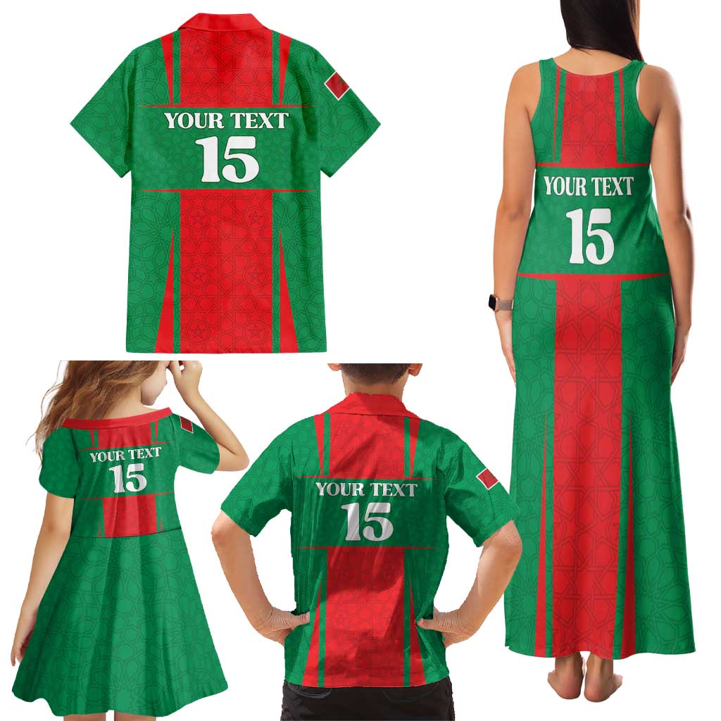 Custom Morocco Football Family Matching Tank Maxi Dress and Hawaiian Shirt Go Champions Atlas Lions - Red - Wonder Print Shop