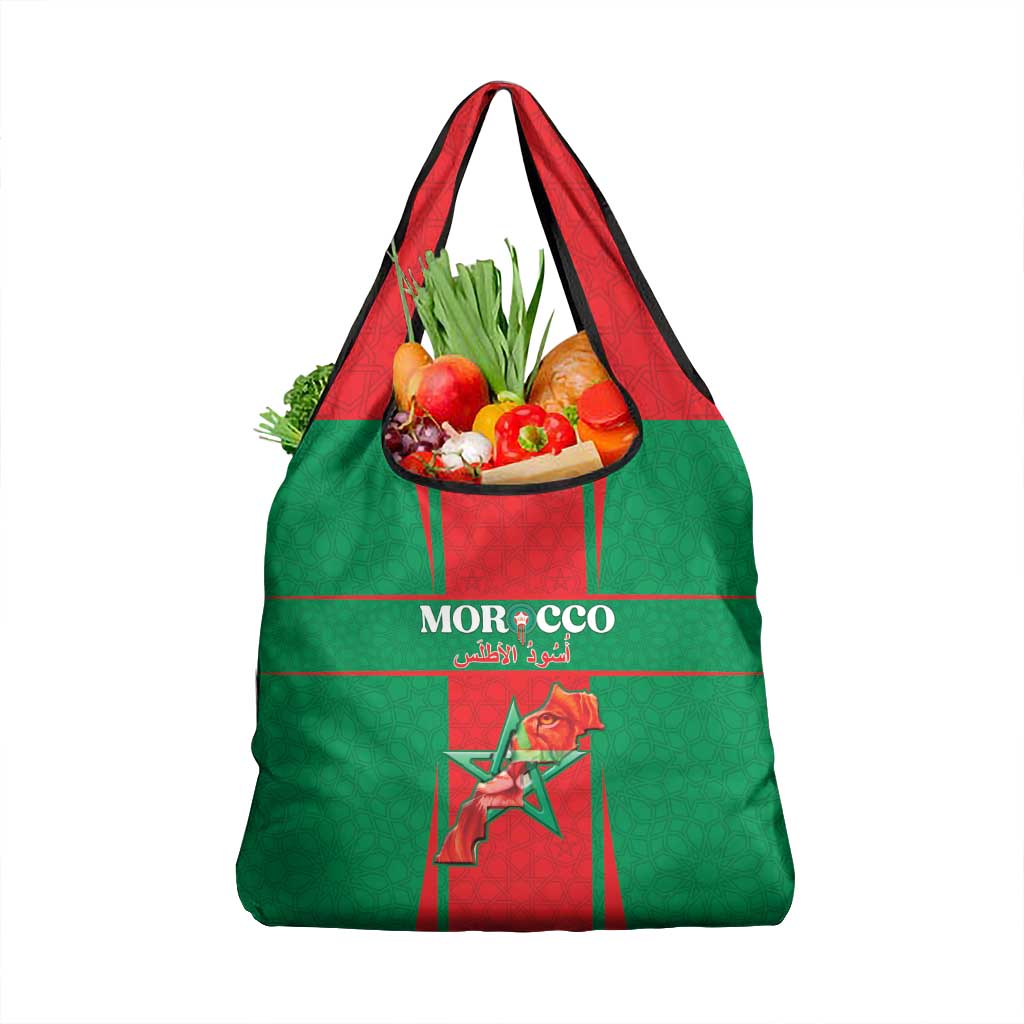 Morocco Football Grocery Bag Go Champions Atlas Lions - Red - Wonder Print Shop