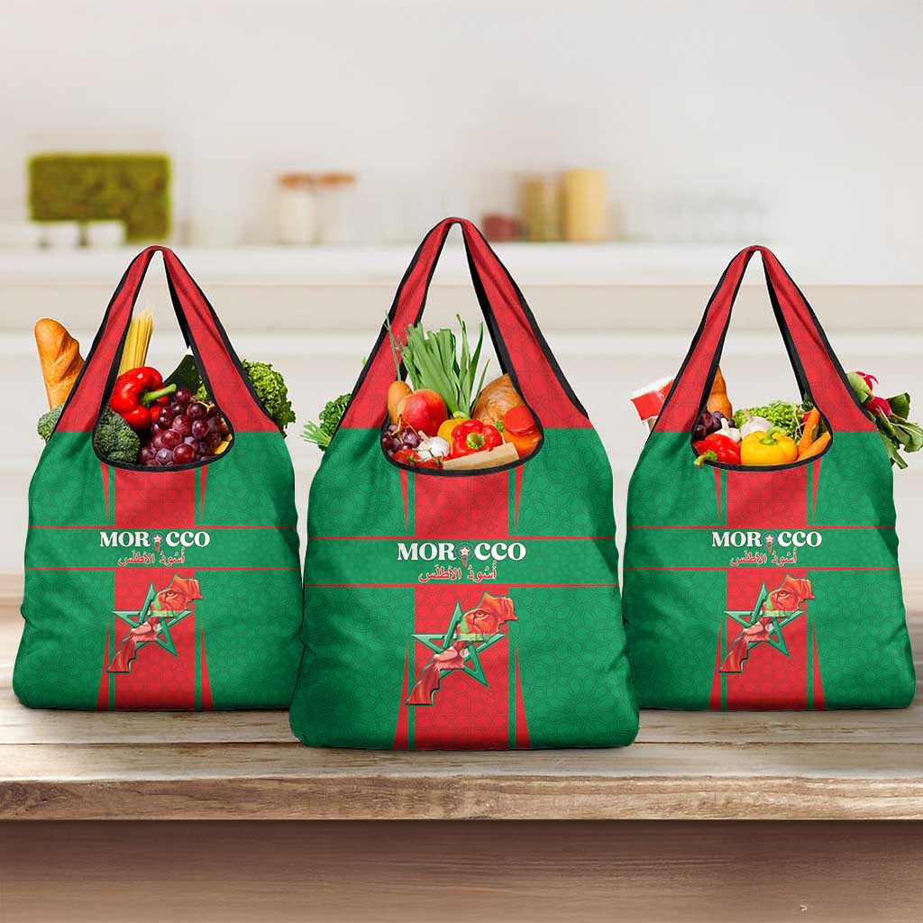 Morocco Football Grocery Bag Go Champions Atlas Lions - Red - Wonder Print Shop