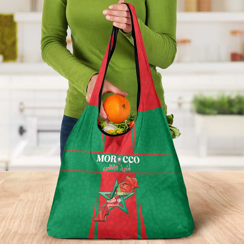 Morocco Football Grocery Bag Go Champions Atlas Lions - Red - Wonder Print Shop