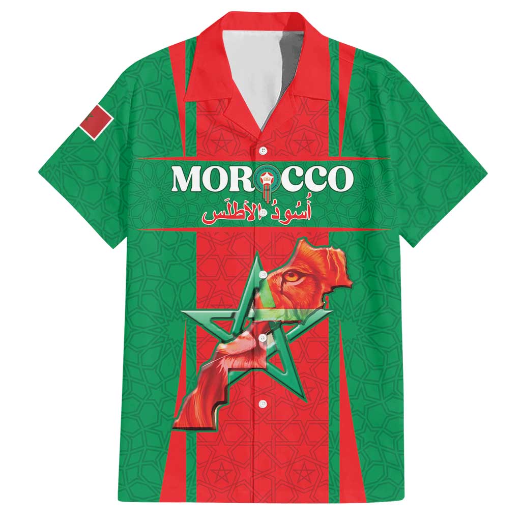 Custom Morocco Football Hawaiian Shirt Go Champions Atlas Lions - Red - Wonder Print Shop