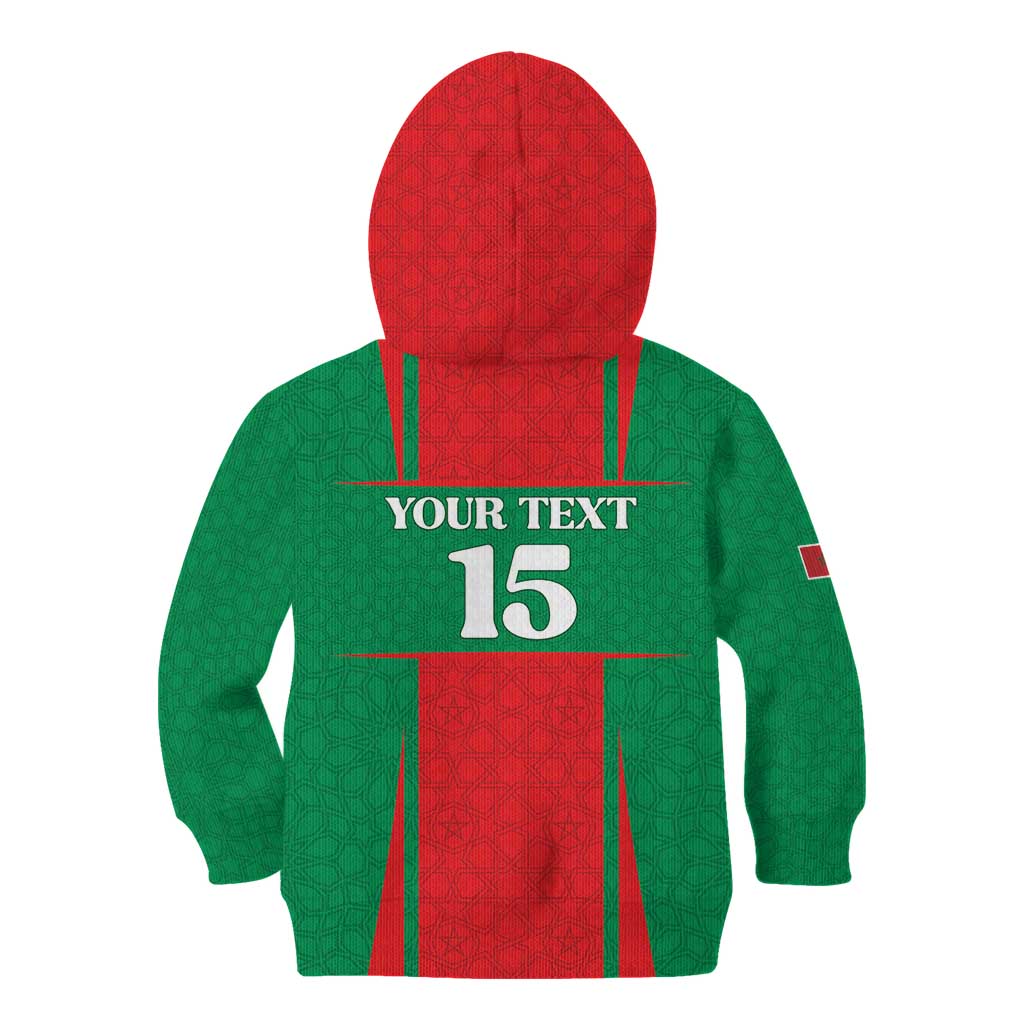 Custom Morocco Football Kid Hoodie Go Champions Atlas Lions - Red - Wonder Print Shop