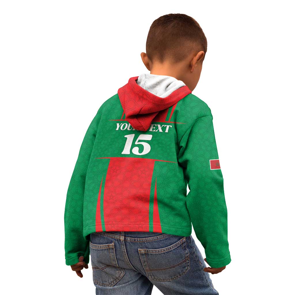 Custom Morocco Football Kid Hoodie Go Champions Atlas Lions - Red - Wonder Print Shop