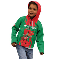 Custom Morocco Football Kid Hoodie Go Champions Atlas Lions - Red - Wonder Print Shop