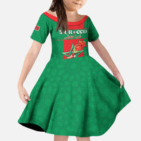 Custom Morocco Football Kid Short Sleeve Dress Go Champions Atlas Lions - Red - Wonder Print Shop