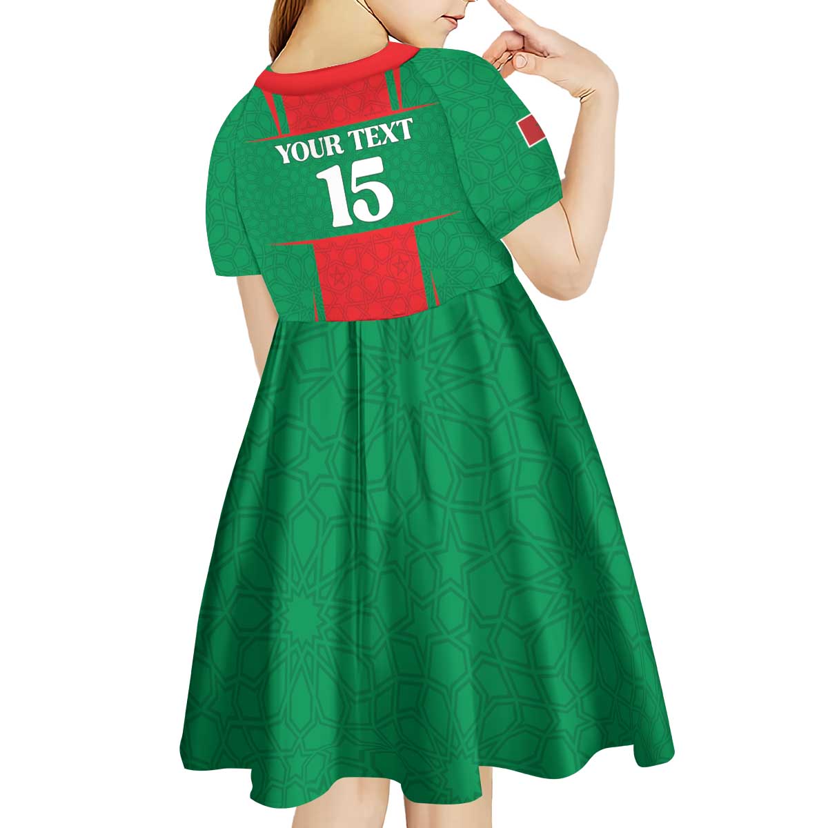 Custom Morocco Football Kid Short Sleeve Dress Go Champions Atlas Lions - Red - Wonder Print Shop