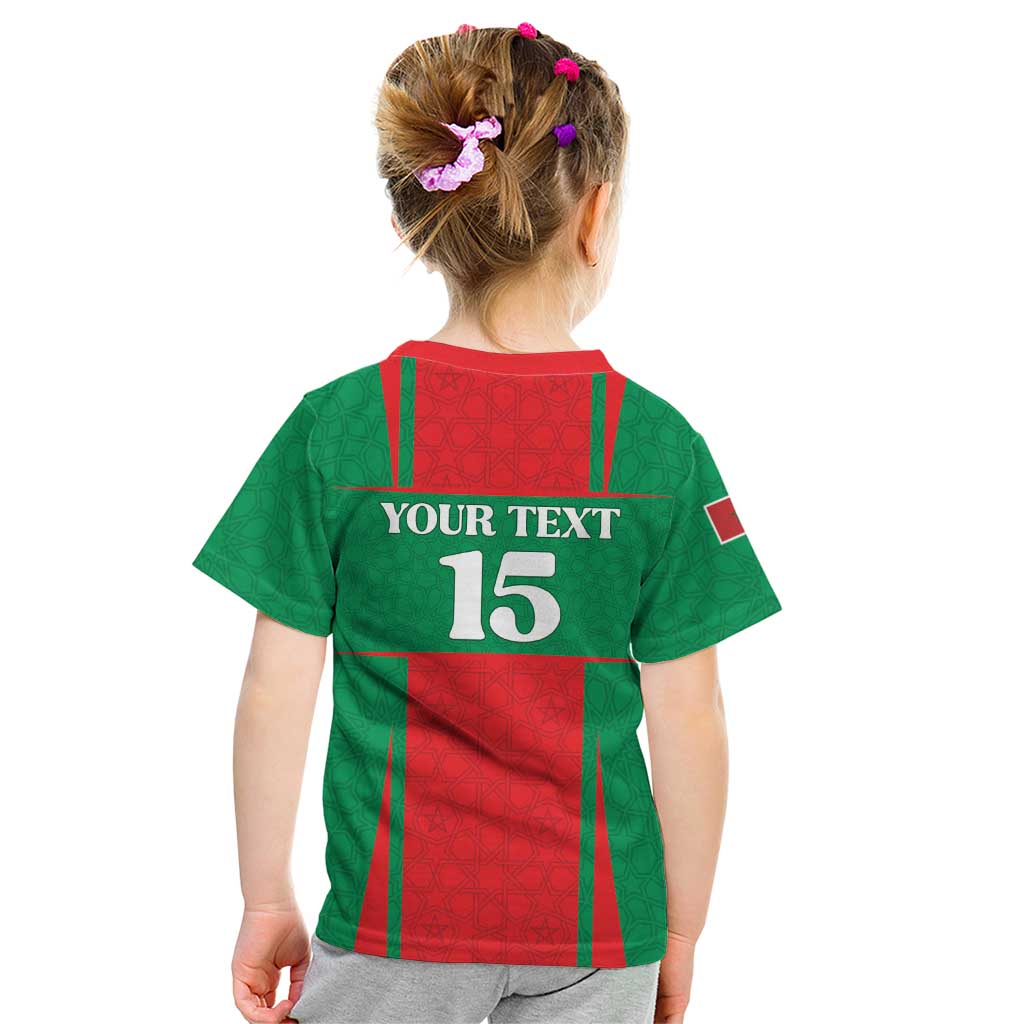 Custom Morocco Football Kid T Shirt Go Champions Atlas Lions - Red - Wonder Print Shop