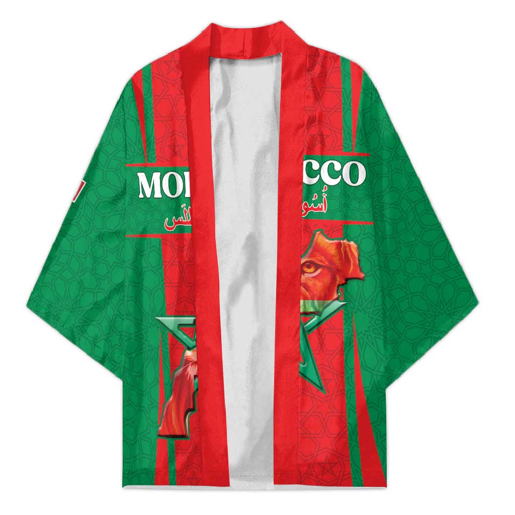 Custom Morocco Football Kimono Go Champions Atlas Lions - Red - Wonder Print Shop