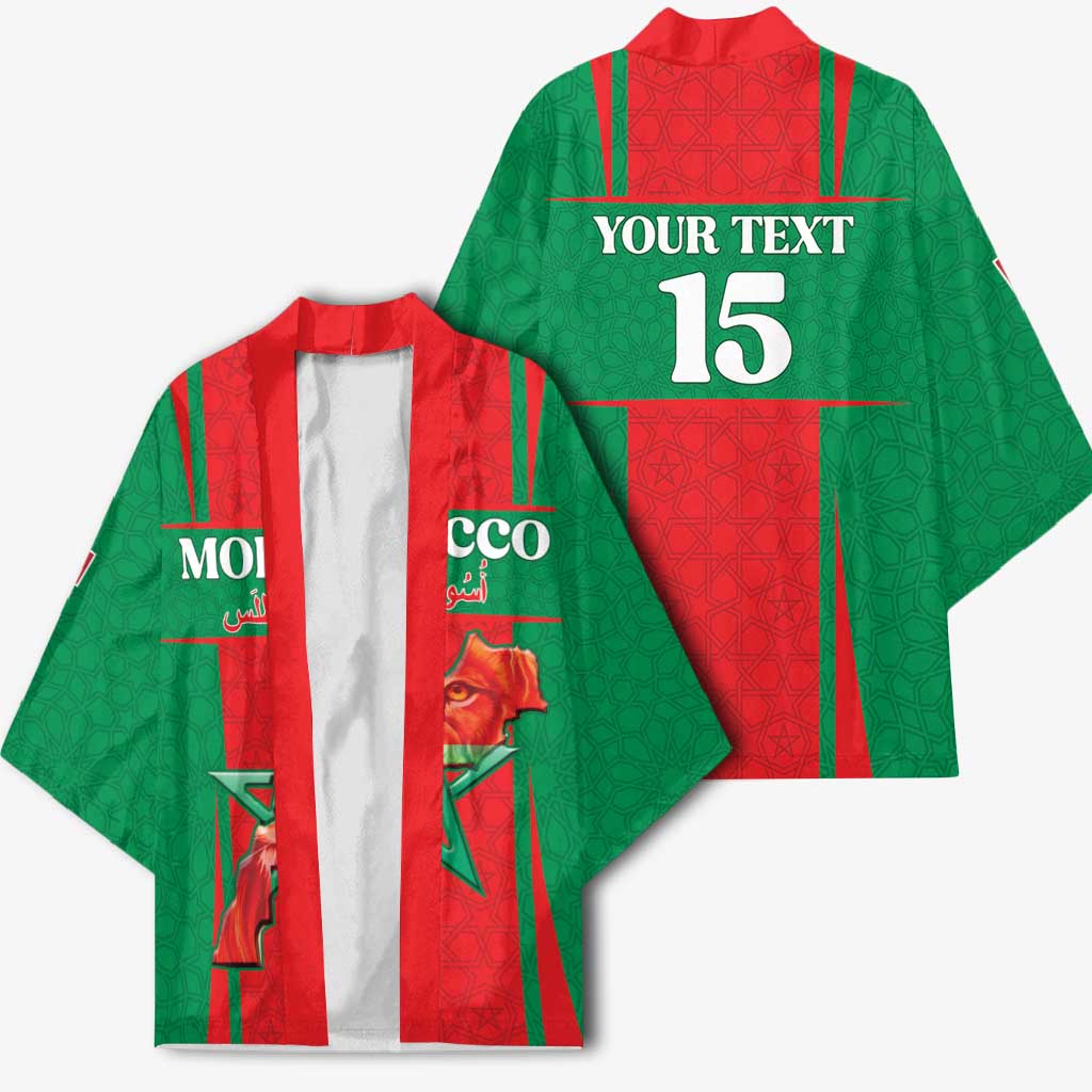 Custom Morocco Football Kimono Go Champions Atlas Lions - Red - Wonder Print Shop