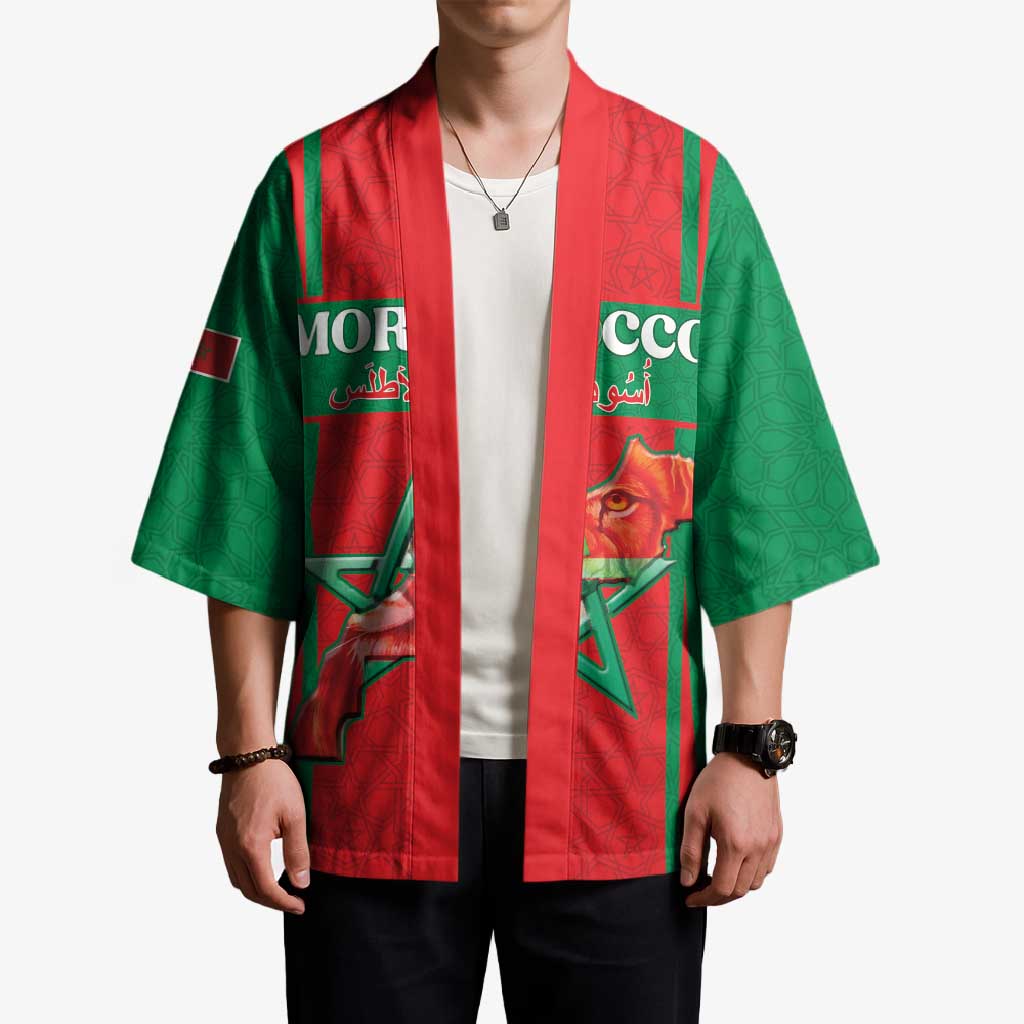 Custom Morocco Football Kimono Go Champions Atlas Lions - Red - Wonder Print Shop