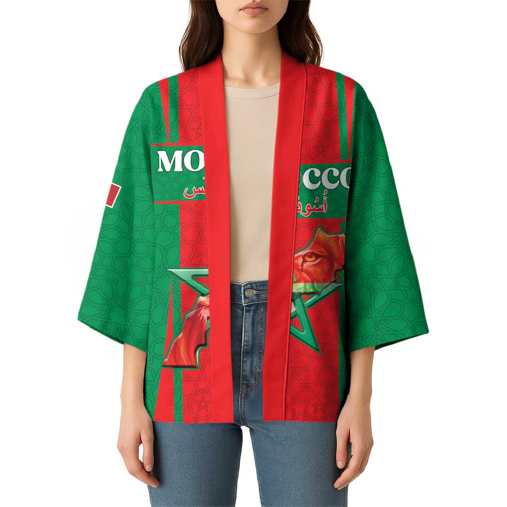 Custom Morocco Football Kimono Go Champions Atlas Lions - Red - Wonder Print Shop