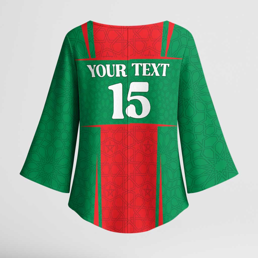 Custom Morocco Football Kimono Sleeve Blouse Go Champions Atlas Lions - Red - Wonder Print Shop