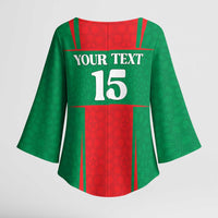 Custom Morocco Football Kimono Sleeve Blouse Go Champions Atlas Lions - Red - Wonder Print Shop