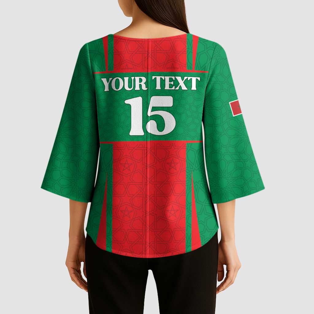 Custom Morocco Football Kimono Sleeve Blouse Go Champions Atlas Lions - Red - Wonder Print Shop