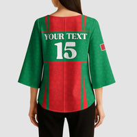 Custom Morocco Football Kimono Sleeve Blouse Go Champions Atlas Lions - Red - Wonder Print Shop