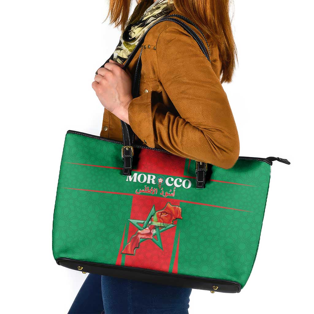 Morocco Football Leather Tote Bag Go Champions Atlas Lions - Red - Wonder Print Shop