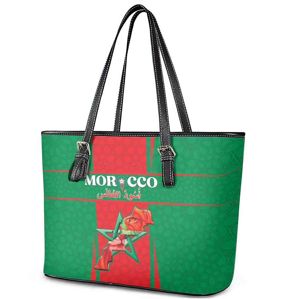 Morocco Football Leather Tote Bag Go Champions Atlas Lions - Red - Wonder Print Shop