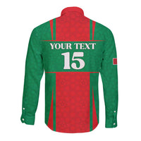 Custom Morocco Football Long Sleeve Button Shirt Go Champions Atlas Lions - Red - Wonder Print Shop
