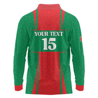 Custom Morocco Football Long Sleeve Polo Shirt Go Champions Atlas Lions - Red - Wonder Print Shop