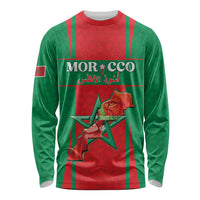 Custom Morocco Football Long Sleeve Shirt Go Champions Atlas Lions - Red - Wonder Print Shop