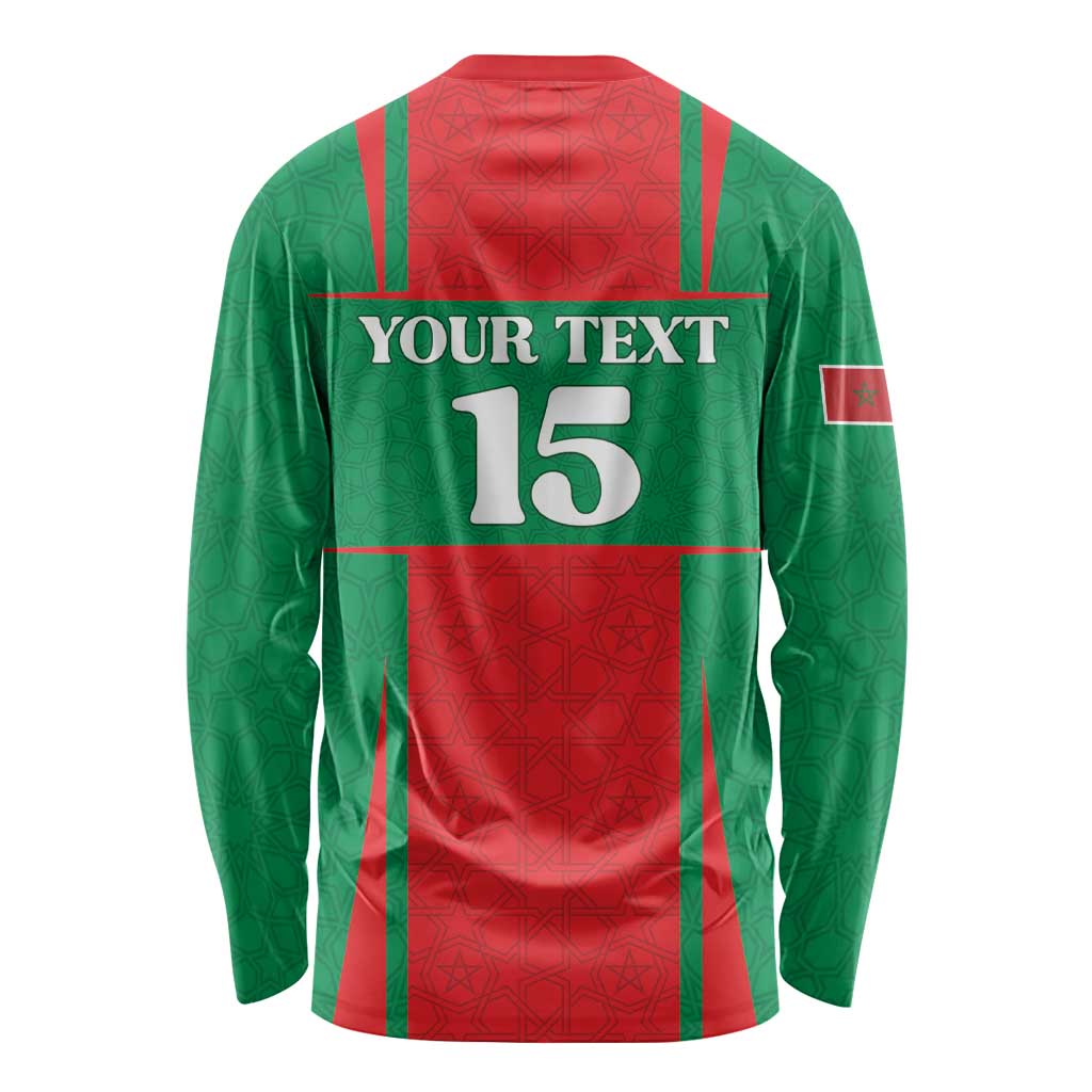 Custom Morocco Football Long Sleeve Shirt Go Champions Atlas Lions - Red - Wonder Print Shop