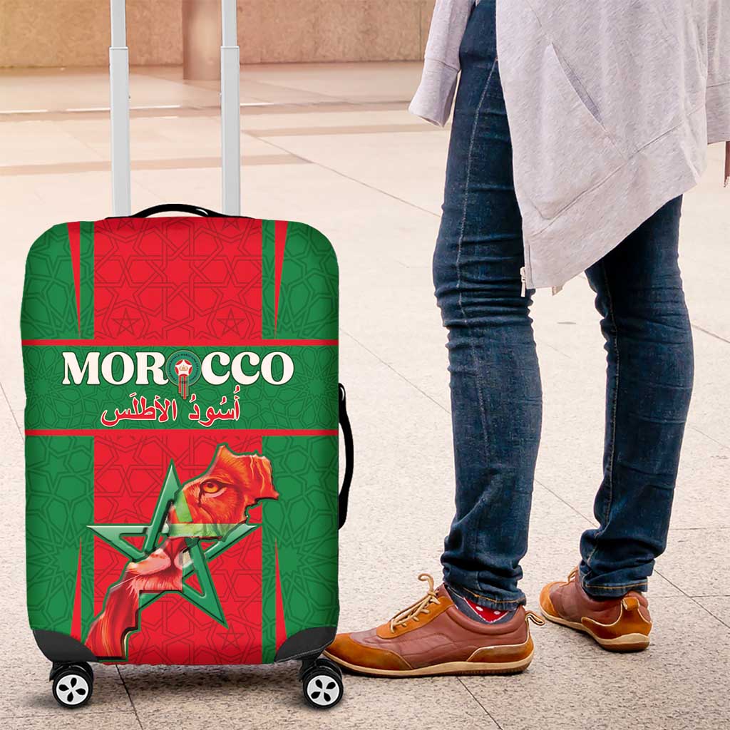 Morocco Football Luggage Cover Go Champions Atlas Lions - Red - Wonder Print Shop