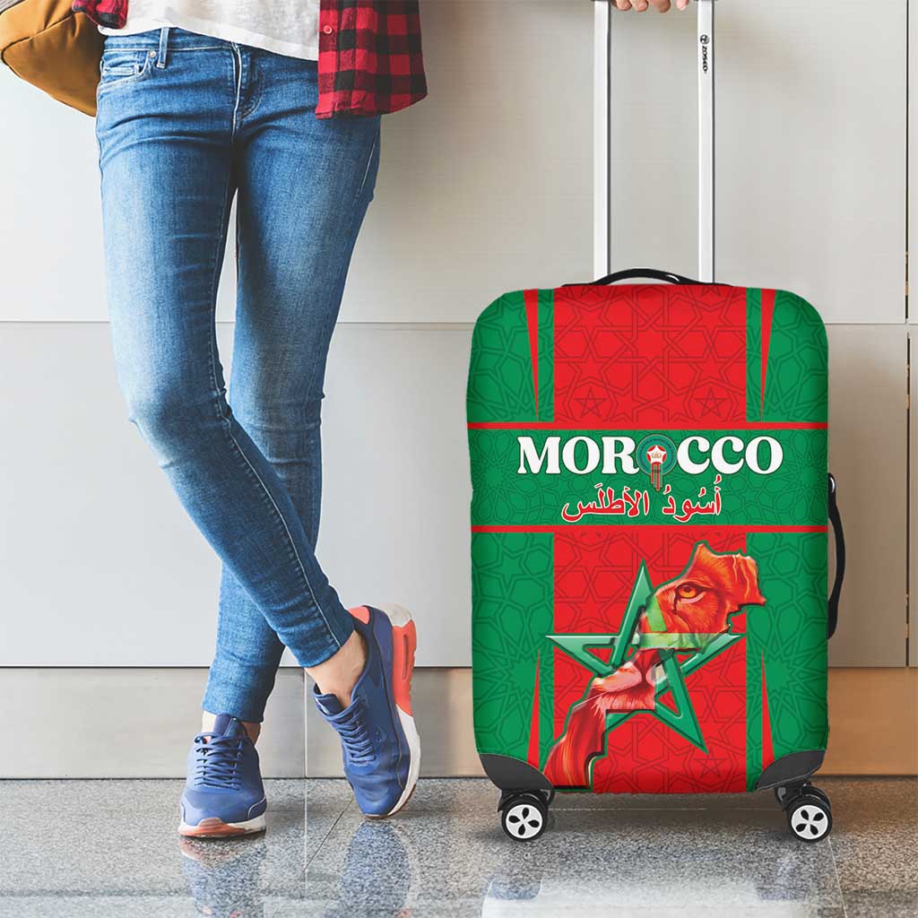 Morocco Football Luggage Cover Go Champions Atlas Lions - Red - Wonder Print Shop