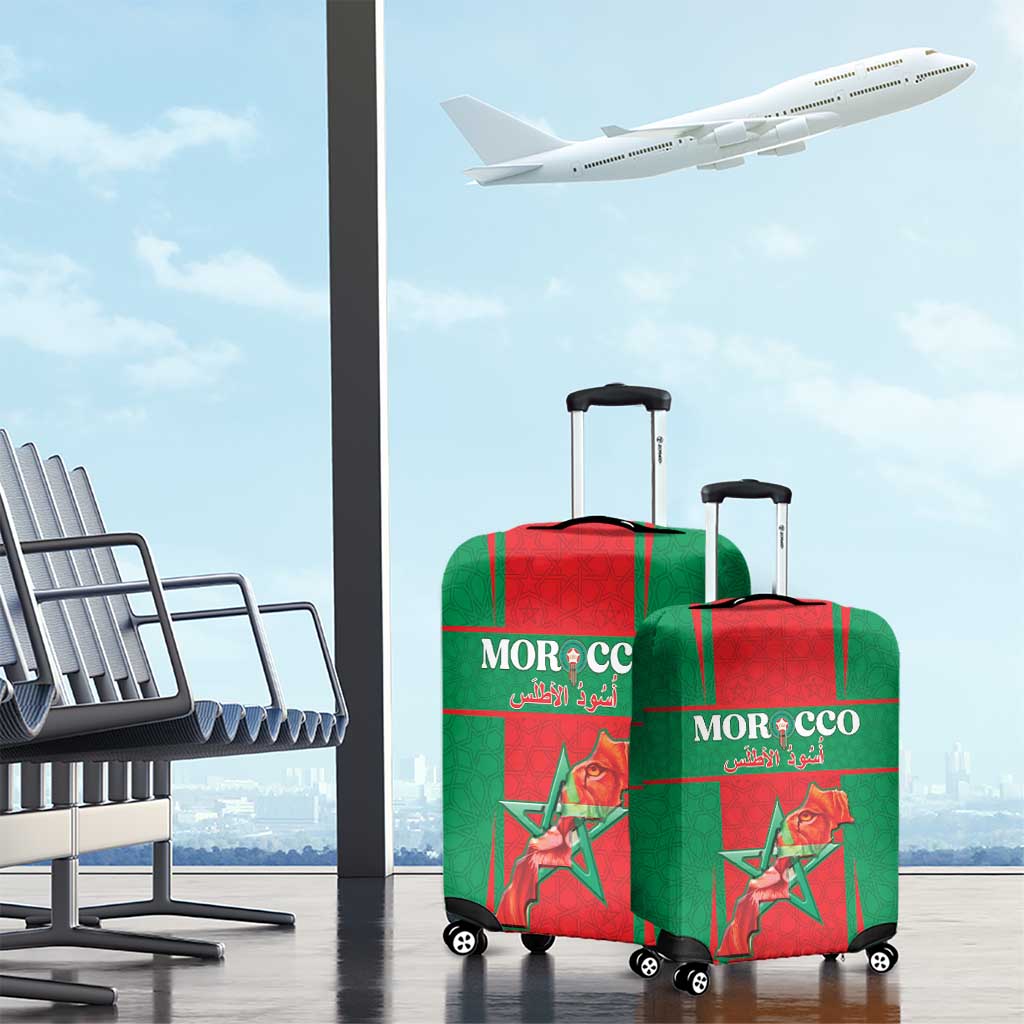 Morocco Football Luggage Cover Go Champions Atlas Lions - Red - Wonder Print Shop