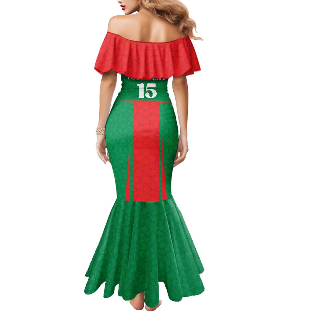 Custom Morocco Football Mermaid Dress Go Champions Atlas Lions - Red - Wonder Print Shop