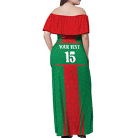 Custom Morocco Football Off Shoulder Maxi Dress Go Champions Atlas Lions - Red - Wonder Print Shop