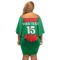 Custom Morocco Football Off Shoulder Short Dress Go Champions Atlas Lions - Red - Wonder Print Shop