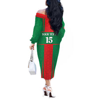 Custom Morocco Football Off The Shoulder Long Sleeve Dress Go Champions Atlas Lions - Red - Wonder Print Shop
