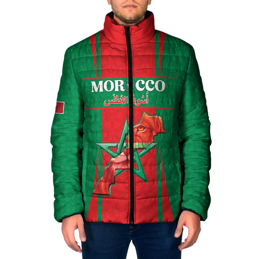 Custom Morocco Football Padded Jacket Go Champions Atlas Lions - Red - Wonder Print Shop