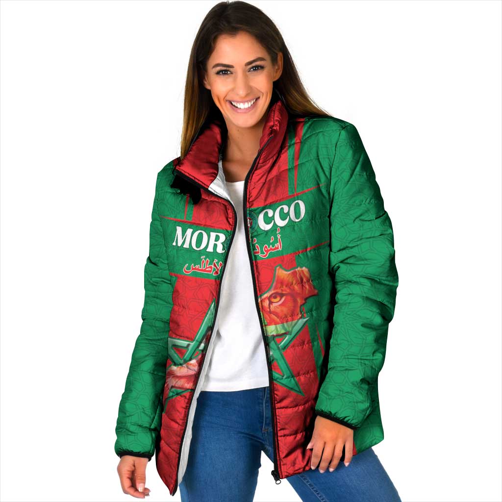 Custom Morocco Football Padded Jacket Go Champions Atlas Lions - Red - Wonder Print Shop